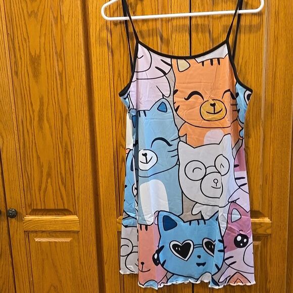 Curious Cats Women’s Night Gown sleep xl size ladies women kitty cat kitten cute - Picture 2 of 16